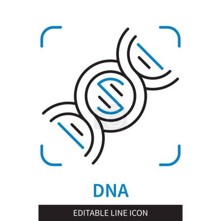Téléchargez les illustrations : Icône de contour ADN de ligne modifiable. Structure des molécules. Icône de course modifiable isolée sur fond blanc - en licence libre de droit