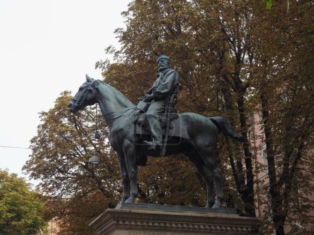 Foto de Giuseppe Garibaldi estatua ecuestre del escultor Arnaldo Zocchi alrededor de 1900 en Bolonia, Italia - Imagen libre de derechos