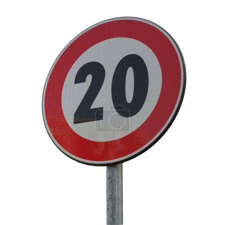 Photo for Regulatory signs, maximum speed limit traffic sign isolated over white background - Royalty Free Image