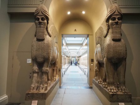 Photo for LONDON, UK - CIRCA OCTOBER 2022: Assyrian Winged bulls of the palace of Sargon circa 860 BC at the British Museum - Royalty Free Image