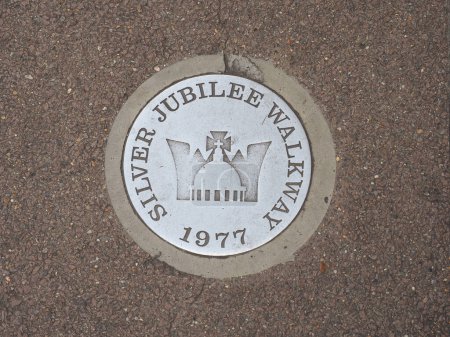 Photo for LONDON, UK - JUNE 06, 2023: Silver Jubilee Walkway sign circa 1977 - Royalty Free Image
