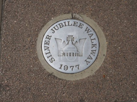 Photo for LONDON, UK - JUNE 06, 2023: Silver Jubilee Walkway sign circa 1977 - Royalty Free Image