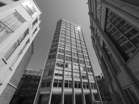 Photo for The Economist Building iconic new brutalist architecture in black and white in London, UK - Royalty Free Image