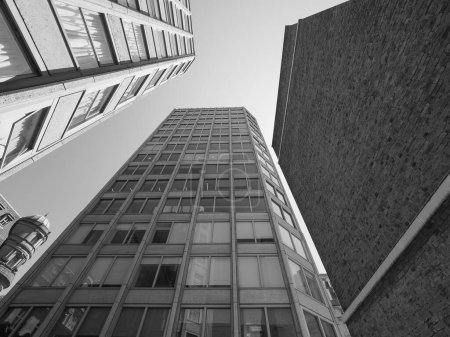 Photo for The Economist Building iconic new brutalist architecture in black and white in London, UK - Royalty Free Image