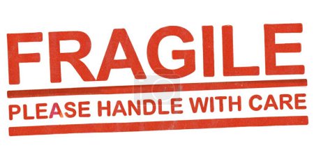 Photo for Fragile please handle with care sign isolated over white background - Royalty Free Image