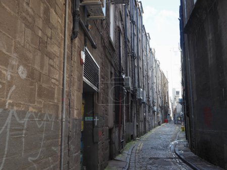 Photo for DUNDEE, UK - SEPTEMBER 12, 2023: Couttie Wynd street is one of the oldest accesses from the shore to the burgh circa 1200 - Royalty Free Image