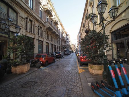 Photo for TURIN, ITALY - NOVEMBER 28, 2023: Via Monte di Pieta street - Royalty Free Image