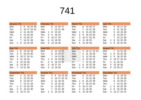 Ilustración de Calendario del año 741 en lengua inglesa - Imagen libre de derechos