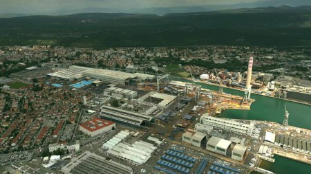 Aerial shot of the big shipyard in Monfalcone
