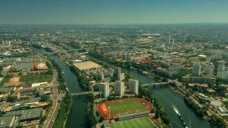 Aerial view of Saint-Denis involving Stade de France stadium