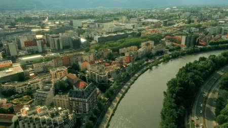Aerial shot of the city of Grenoble
