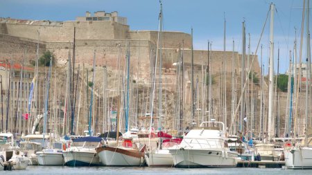 Sailboats in front of La Citadelle de Marseille