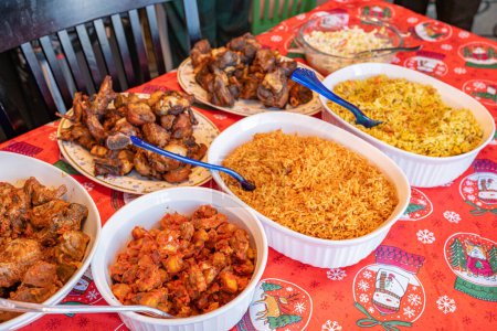 Nigerian food served at christmas lunch