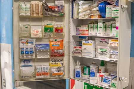Photo for August 11 2018 - Calgary Alberta Canada - Medical Cabinet with drugs for treatment - Royalty Free Image