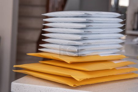 Pile of bubble mailers to mail documents