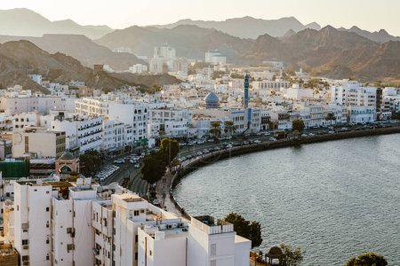 Photo for Mutrah Sunset. Cityscape View of Muscat at Beautiful Sunset. The Capital of Oman. Arabian Peninsula. - Royalty Free Image