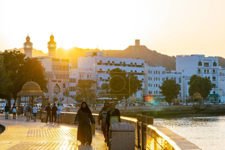 Photo for Mutrah Sunset. Cityscape View of Muscat at Beautiful Sunset. The Capital of Oman. Arabian Peninsula. - Royalty Free Image