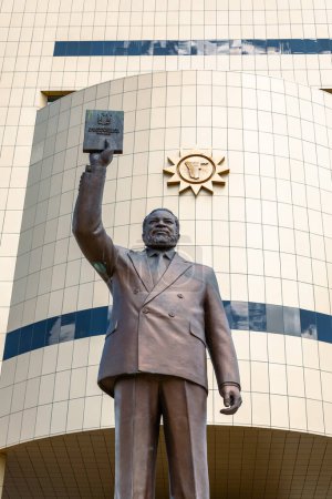 Photo for Museum in Windhoek. Sam Nujoma Monument in front of The Independence Memorial Museum  in Windhoek, Namibia. Africa. - Royalty Free Image