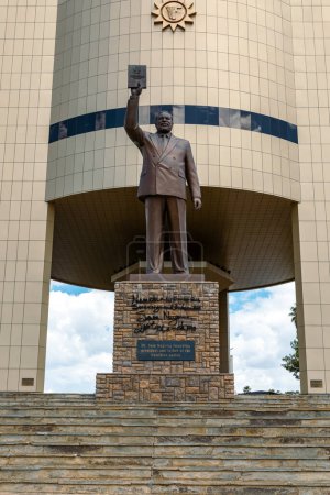 Photo for Museum in Windhoek. Sam Nujoma Monument in front of The Independence Memorial Museum  in Windhoek, Namibia. Africa. - Royalty Free Image
