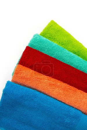 Photo for Colorful towels isolated on white background, close up - Royalty Free Image