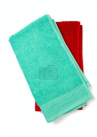 Photo for Colorful towels isolated on white background, close up, top view - Royalty Free Image