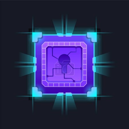 Illustration for Digital crypto blockchain reward gaming box, chest, and crate, for the game. Modern colorful bright shining - Royalty Free Image