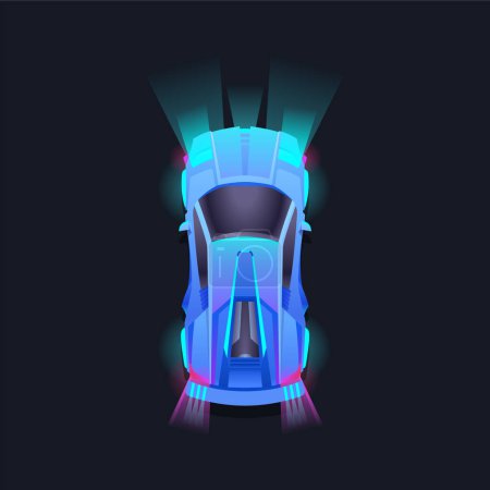 Ilustración de Sports car view from the top. Racing design. Blockchain game. Modern colorful design - Imagen libre de derechos