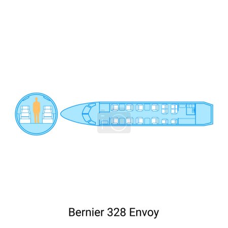 Illustration for Bernier 328 Envoy airplane scheme. Civil Aircraft Guide - Royalty Free Image
