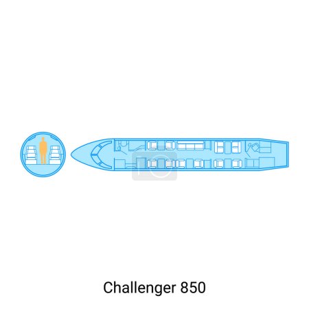 Ilustración de Esquema de avión Challenger 850. Guía de aeronaves civiles - Imagen libre de derechos