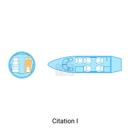 Illustration for Citation I airplane scheme. Civil Aircraft Guide - Royalty Free Image