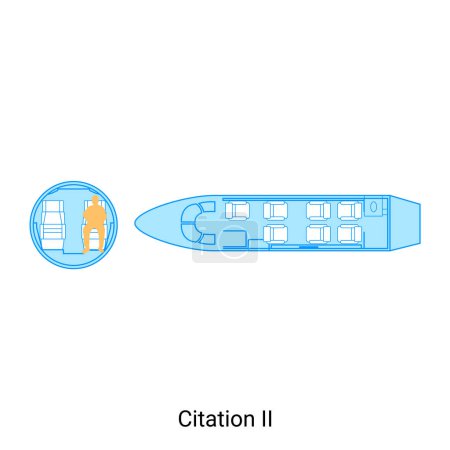 Illustration for Citation II airplane scheme. Civil Aircraft Guide - Royalty Free Image