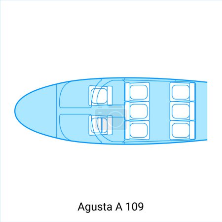 Illustration for Agusta A 109 airplane scheme. Civil Aircraft Guide - Royalty Free Image