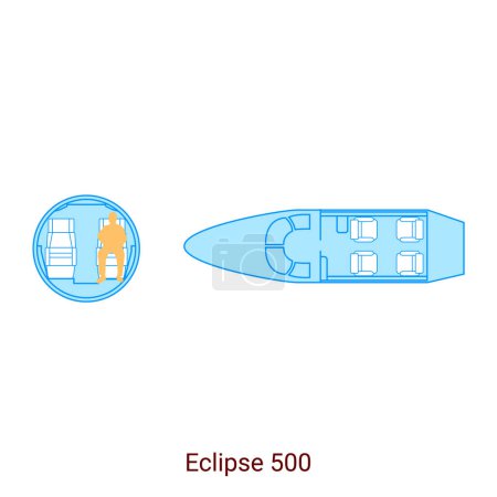 Illustration for Eclipse 500 airplane scheme. Civil Aircraft Guide - Royalty Free Image