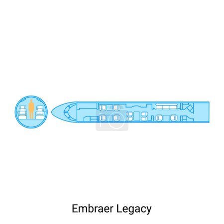 Ilustración de Esquema de avión Embraer Legacy. Guía de aeronaves civiles - Imagen libre de derechos