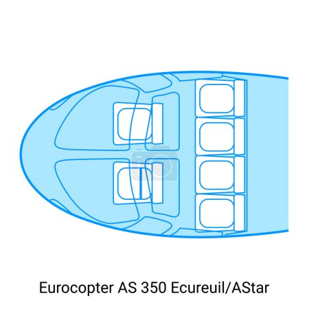 Illustration for Eurocopter AS 350 Ecureuil-AStar airplane scheme. Civil Aircraft Guide - Royalty Free Image