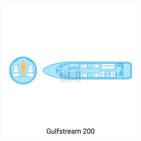 Illustration for Gulfstream 300 airplane scheme. Civil Aircraft Guide - Royalty Free Image