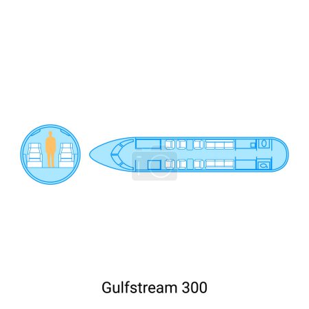 Ilustración de Esquema de avión Gulfstream 450. Guía de aeronaves civiles - Imagen libre de derechos