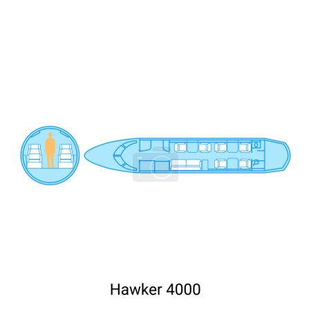 Ilustración de Hawker 4000 esquema de avión. Guía de aeronaves civiles - Imagen libre de derechos