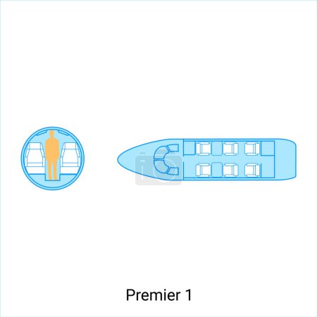 Illustration for Premier 1 airplane scheme. Civil Aircraft Guide - Royalty Free Image