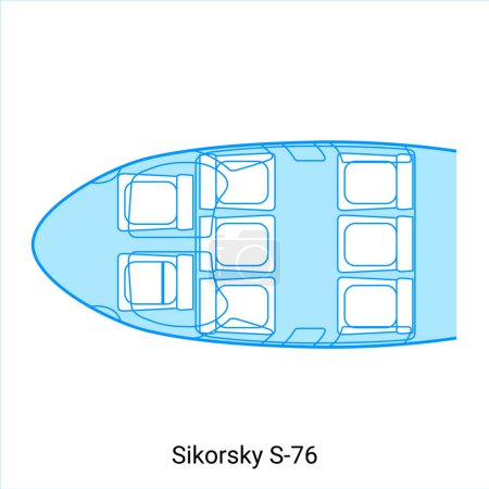 Illustration for Sikorsky S-76 airplane scheme. Civil Aircraft Guide - Royalty Free Image