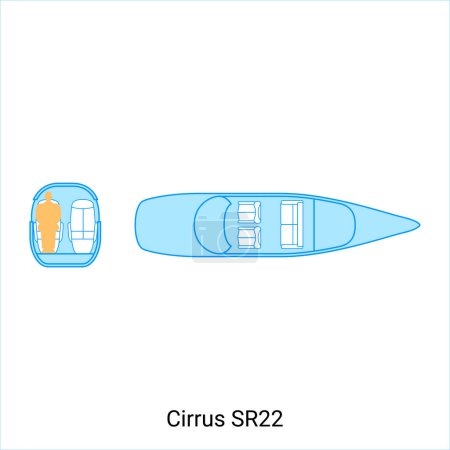 Illustration for Cirrus SR22 airplane scheme. Civil Aircraft Guide - Royalty Free Image