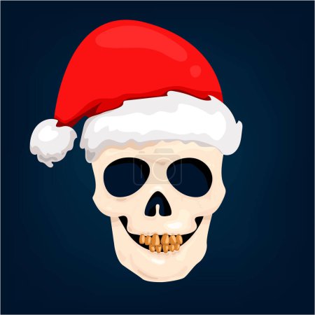 Téléchargez les photos : Crâne réaliste vectoriel avec chapeau Santa illustration - en image libre de droit