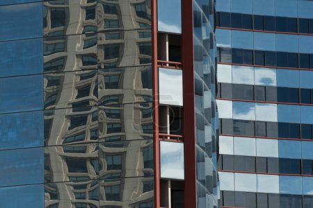 Photo for Glass wall of modern hotel building with reflections and geometric patterns on Embarcadero, San Diego - Royalty Free Image