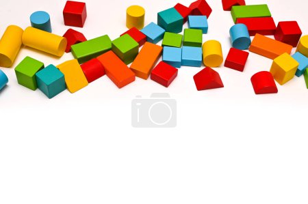 Photo for Wooden bricks on the white background. copy space - Royalty Free Image