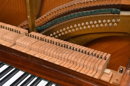 Photo for The piano is disassembled before tuning. close-up - Royalty Free Image