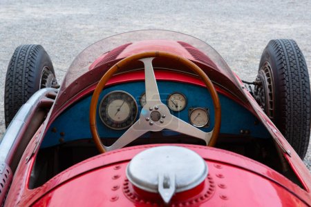 Photo for Retro racing red car outdoor, detail. - Royalty Free Image