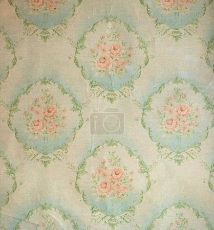 Very old wallpaper with floral pattern, 50-70 years of the 20th century. Lovely artistic background