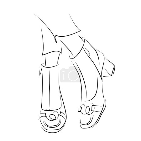 Téléchargez les illustrations : Chaussures hautes élégantes, illustration vectorielle de mode moderne des jambes de la jeune femme abstraite, croquis rapide - en licence libre de droit