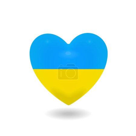 Ilustración de Corazón mades icono de color amarillo y azul de la bandera nacional de Ucrania, vector de ilustración. - Imagen libre de derechos
