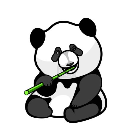 Téléchargez les illustrations : Panda, illustration vectorielle. Ours en bambou, personnage animal mignon - en licence libre de droit